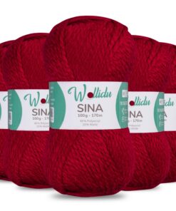 Wollidu Dunkelrot Premium Strickwolle 500g OEKO-TEX zertifiziert - Stricken und Häkeln