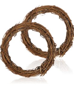 Com-Fourâ 2X Deko Holz-Kranz Rattan Zum Fenster- und Tischdekorieren - Ideal für Wohnzimmer und Esszimmer (2 Stück - X90