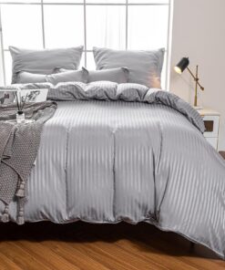 Amolavet Bettwäsche 135x200 für Einzelbett und Hotel Bügelfreie Warm Weich Mikrofaser Streifen Grau