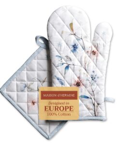 Maison d'Hermine Ofenhandschuh und Topflappen - Baumwollhitzebeständige Küchenaccessoires für Hochzeitsgrillen - Ice Flo