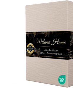 Premium Spannbettlaken 140x200 cm – Beige - 100% Baumwolle, Oeko-TEX Zertifiziert, Matratzenhöhe bis 30 cm Premium Spa