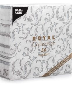 Papstar #85005 ROYAL Collection 50 grau Damascato Falzservietten 1/4-Falz 40x40 cm The Forest Stewardship Council
