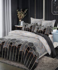Freyamy Marmor Bettwäsche 200x200cm Geometrisch Vintage Vintage Kariert Microfaser Doppelbett Bettbezug und 2 Kissenbezu