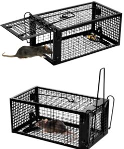 Akunsz 2X Rattenfalle Lebend, Groß, XXL - Rat Trap Mausefalle Lebend Käfig für SiebenschläFER - Wiederverwertbar (Schwar