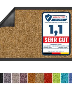 Floordirekt Schmutzfangmatte Rhine - waschbare & leistungsstarke Fußmatte - Sauberlaufmatte für den Eingangsbereich (Bei