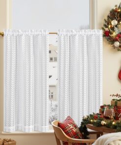 TOPICK Scheibengardinen Wohnzimmer Schlafzimmer Durchsichtig Vorhänge 90x65 cm Weiß OEKO-TEX Standard 100