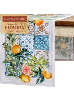 Maison d'Hermine dekorativer waschbarer Tischläufer 100 % Baumwolle 50cm x 150cm – Agrume – Frühling/Sommer OEKO-TEX STA