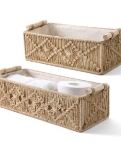 Mkono Makramee Toilettentank Regal Braun für Schlafzimmer Boho Dekoration, Handgewebte Organisatorisch Arbeitsfläche