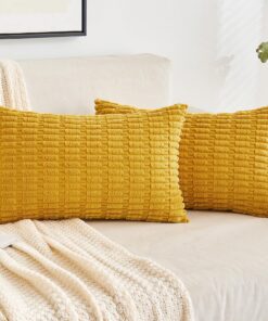EMEMA Kordsamt Kissenbezüge Herbst Gelb 30x50 cm Dekorative Sofakissen für Wohnzimmer und Schlafzimmer Weicher Zierkisse