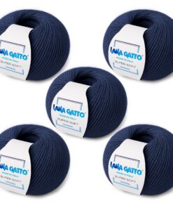 Strickgarn Super Soft Extra-Fine line Made in Italy Lana Gatto Blau 13856 250g 625 Meter OEKO-TEX