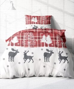 Träumschön Biberbettwäsche Rot Set 2tlg 135x200 cm + 80x80 cm - Weiche & Warm für den Winter - Atmungsaktiv & Hautfreund