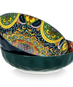 Vancasso SIMI Pastateller Steinzeug 2340ml 2er Set buntes Tiefteller für Pasta Spaghetti Salat