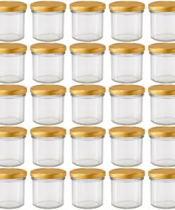hocz Marmeladengläser 125 ml 25er Set | Gold Deckel TO 66 mit Etiketten NZ | Einmachgläser Schraubdeckel für Marmelade