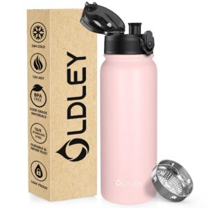 OLDLEY Doppelwandige Vakuumflasche, 600ml/20oz, Hält Getränke Heiß und Kalt, BPA-frei, für Outdoor, Wandern, Sport