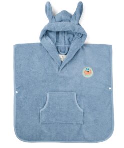 PandaHome Kinder Badeponcho Linden & Green, 100% Baumwolle, Schnelltrocknend und Saugstark, Morgenmantel mit Kapuze 400