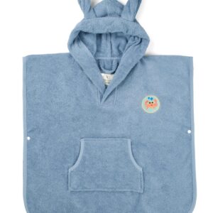 PandaHome Kinder Badeponcho Linden & Green, 100% Baumwolle, Schnelltrocknend und Saugstark, Morgenmantel mit Kapuze 400