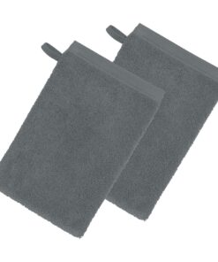Erwin Müller Waschhandschuh 2er-Pack – 100% Baumwolle, 15 x 21 cm, extra saugstark & schnell trocknend, grau