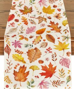 Ahornblätter Herbst Tischläufer, Herbstlaub Tischdeko für Küchendekor, Erntedankfest und Thanksgiving Party 40x140cm
