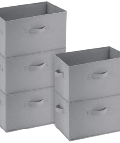 Hejo Graue Stoff Aufbewahrungsbox Groß 38x25x25cm für Kleidung, Spielzeug und Bücher
