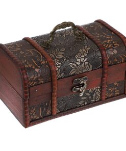 SUMTree Vintage Holz Aufbewahrungsbox für Damen Schmuckkiste mit Schatz-Blattmuster für Weihnachten und Geburtstag