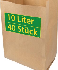 Bio-Kompostbeutel aus Kraftpapier, 10 Liter, 40 Stück, braun, kompostierbar, ideal für Garten und Landschaftspark, umwel