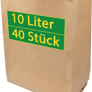 Bio-Kompostbeutel aus Kraftpapier, 10 Liter, 40 Stück, braun, kompostierbar, ideal für Garten und Landschaftspark, umwel