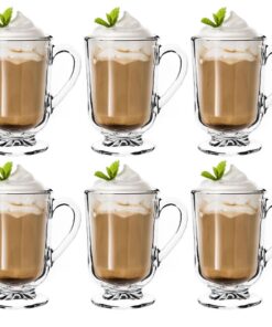 KADAX Teegläser 300ml 6er Set Glühweingläser mit Henkel für Tee Kaffee Irish Coffee Cappuccino Dessertgläser