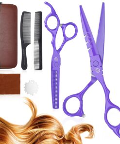 Purple Dragon Friseurschere Set für Männer und Frauen mit Kamm und Effilierschere für Bartpflege und Frisuren 6 Zoll Bar