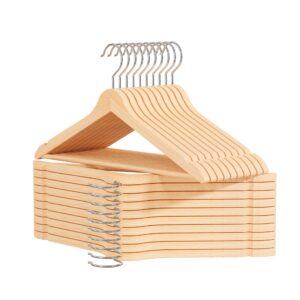 OGIVO Holzbügel für Ihre Garderobe – 360° drehbarer Haken – Einkerbungen an den Schultern – 20er Set (Natur) OGIVO 360