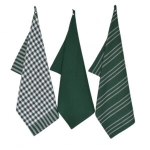 Penguin Home Baumwolle Geschirrtuch 3-Teiliges Set für Familie, zum Abwaslen, grün, 70x50 cm, 50x70x2 cm, Hausputzaccess