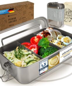 Dimono® 1400ml Auslaufsichere Edelstahl Bento-Box Lunchbox mit Fächern – Leakproof Brotdose für Nachhaltigen Alltag
