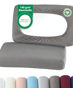 BaSaTex Bio Nackenkissenbezüge 2er Pack Anthrazit | 97% GOTS-Zertifizierte Baumwolle + 3% Elasthan | 45-60 x 30-40 cm -