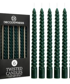 DECO EXPRESS Tropffreie Stabkerzen 6er-Pack Grün Brenndauer 6 Std Unparfümiert Bunte Gedrehte Spiralkerzen