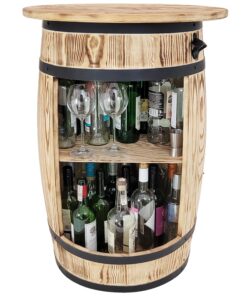 Weeco Fassbar mit Tischplatte - ideal für Rückzugsraum und Retro Deko - MiniBar mit Fass und Deckel | Weeco Stehtisch F