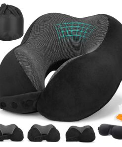 HITSZS Flugzeug Nackenkissen Memory Foam Erwachsene Verstellbar Atmungsaktiv