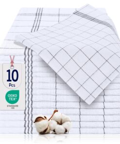 BARBONS Geschirrtücher 10er Set - Baumwolle - Oeko-TEX Zertifiziert - Für die Küche - Waschbar bis 90 °C - Anthrazit OEK