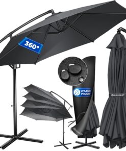 KESSER® Alu Ampelschirm Sonnenschirm Anthrazit UV-Schutz 360° Funktion & Marktschirm mit Kurbelvorrichtung & Wasserabwei