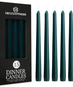 DECO EXPRESS Geruchslose Stabkerzen Set 15er, Lange Brenndauer bis zu 8 Std, Grün