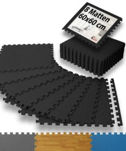 ALPIDEX Bodenschutz-Sportgeräte-Matte 8er-Set 60×60 cm, 1 cm dick – Fitness- & Gymnastikmatte für Home-Gym, Fitnessraum