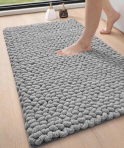 DEXI Rutschfeste Badezimmerteppich Hellgrau OEKO-TEX STANDARD 100 DEXI Super Saugfähiger Badezimmerteppich Hellgrau OE