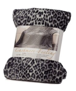 Gözze - Erstklassige Kuscheldecke, Cashmere Feeling, Hohes Stoffgewicht 500 g/m² - Schneeleopard, Silber - Hochwertig fü