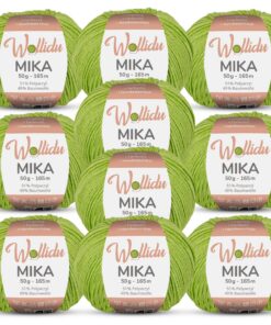 Wollidu Mika - Pistaziengrün Häkelgarn und Strickgarn 10x 50g/165m Oeko-Tex STANDARD 100