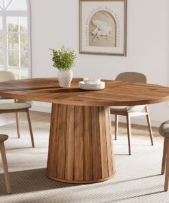 Tribesigns ovaler Esstisch für 6 Personen - rustikalisches Holz-Möbel für Küche oder Esszimmer (Braun) Tribesigns 55,1