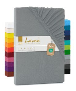 Lavea® Spannbettlaken 100% Baumwollspannbettlaken, Mittelgrau, formstabil, atmungsaktiv und pflegeleicht, für Spannbetts