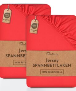 Jersey-Spannbettlaken 2er-Pack – 100% Baumwolle, 120x200 cm, rot