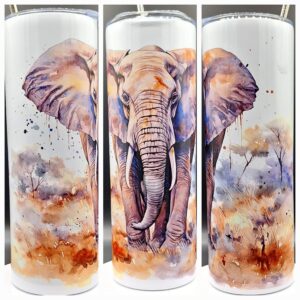 Elefanten Doppelwandiger Edelstahl-Thermo Becher, 20oz, kalte und warme Getränke, Trinkhalm