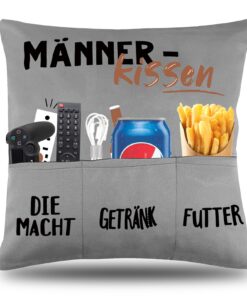 ENAIAH Original 45x45 cm Männerkissen mit 3 Taschen, Geschenk für Männer Papa zum Geburtstag Vatertag Weihnachten