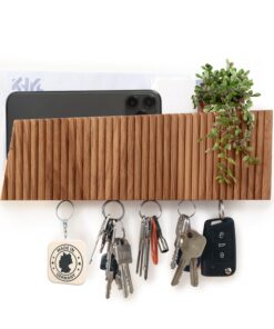 KHYL® Magnetisches Schlüsselbrett aus Massiver Eiche mit Ablage & Haken - Wohn-Deko Key Organizer