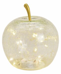 Spetebo LED Crackle Glas Apfel Deko Lampe - transparent - für Wohnzimmer mit Timer