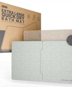 Minismus Steinmatte Badezimmer - Schnelltrocknend - Hellgrau - Diatomit Duschvorleger - Badematte 80x50cm - Duschmatte -